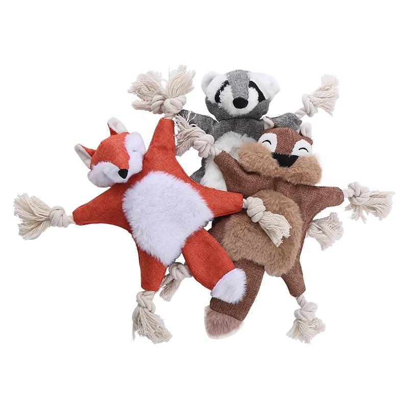 Dog plush squirrel fox shell shape containing sound paper BB called bite-resistant molar pet toy