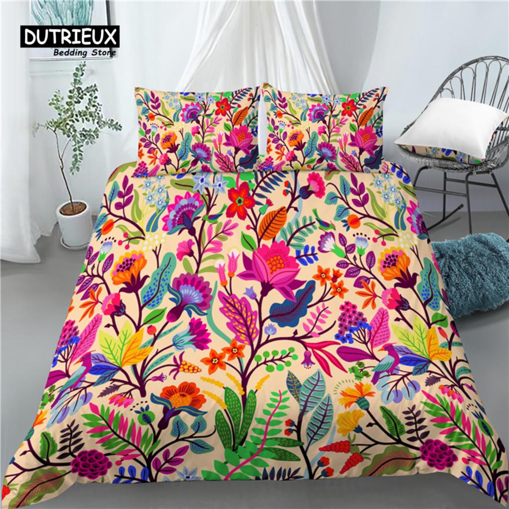 Home Living Luxury 3D Flower Print 2/3Pcs Comfortable Duvet Cover PillowCase Bedding Set Queen and King EU/US/AU Size
