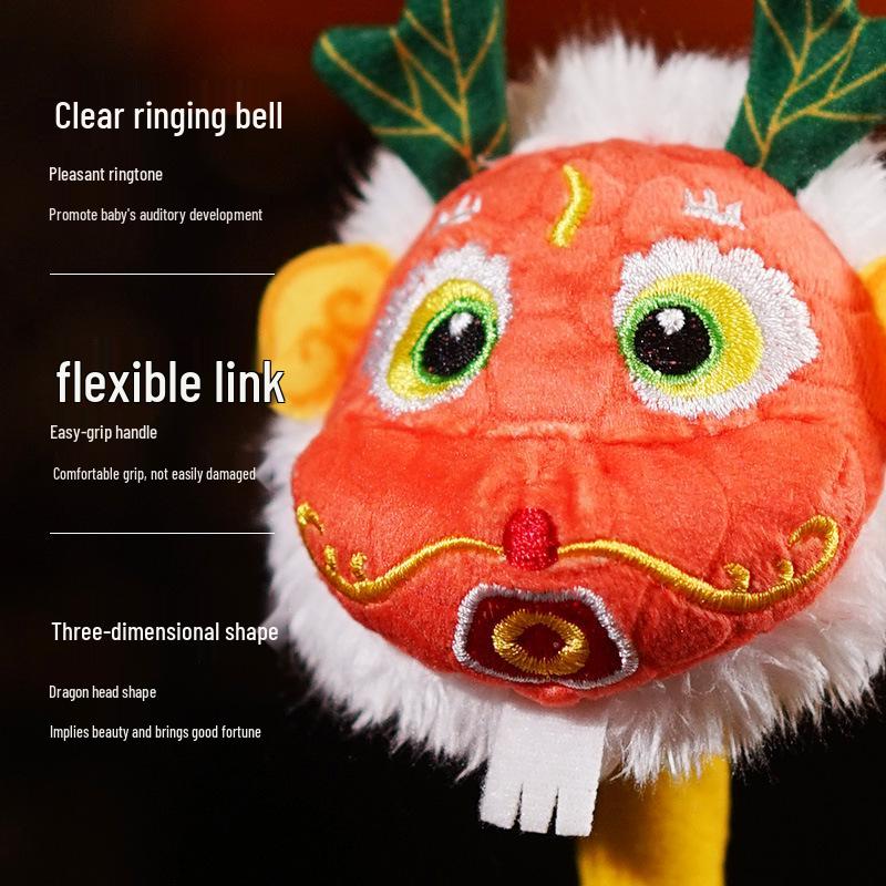 Year of the Dragon Baby Rattle: Embroidered Dragon Head Soothing Grasp Toy