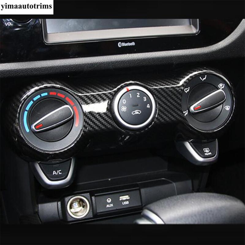 Gearbox Water Cup Holder Window Lift Button AC Vent Outlet Cover Trim Carbon Fiber Accessories For Kia Rio 4 X-line 2017 -