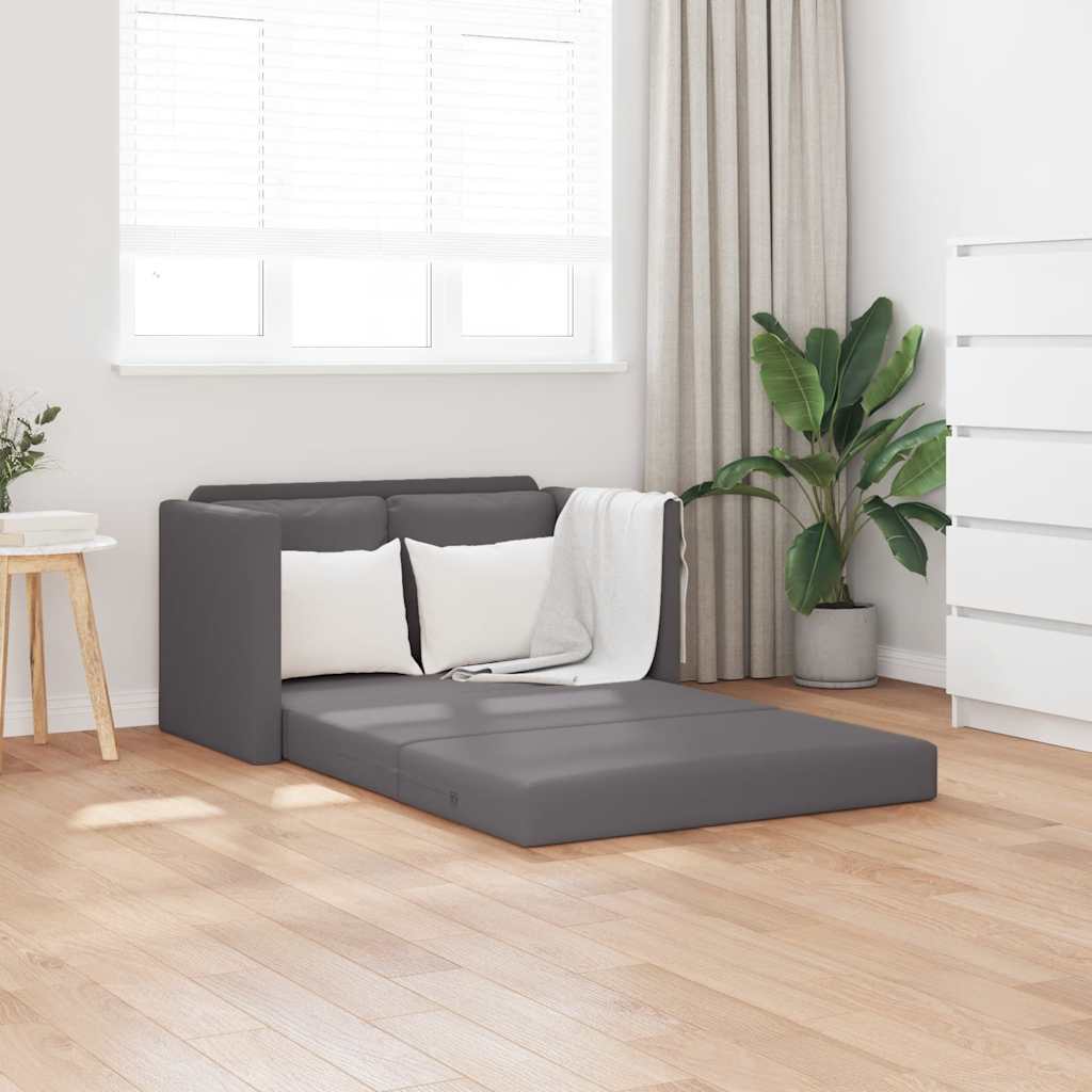 Floor Sofa with Sleeping Function Grey 112x174x55 Cm Artificial Leather