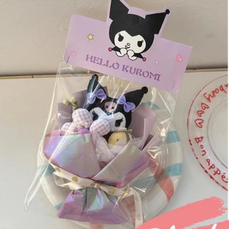 Sanrio Mini Dukke Bukett Hello Kitty Kuromi Melody Holder Blomst Kawaii Plysjdukke Blomst Valentinsdag Bursdagsgave til Venn