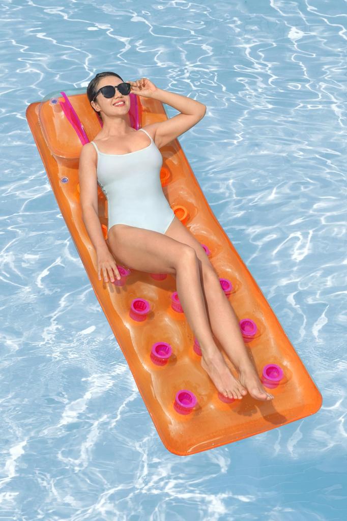 Bestway 175 x 63cm Summer Color Deluxe Floating Mat Orange 43015