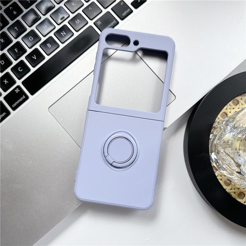 Applicable To Samsung Zflip7 Liquid Silicone Zflip6 Ring Mobile Phone Case Zflip4 Folding Screen Protective Case Foreign Trade