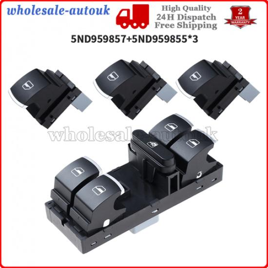 4Pcs Set Chrome Window Switch Control For 4 Door For VW Passat Golf MK5 6 Jetta