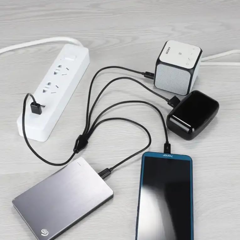 Herfair Micro USB Splitter USB Charging USB Micro Wire Lead Type A Male To 4 Micro USB Male Adapter Cable for Data Cable, 4-in-1 Multi-Micro Cord,