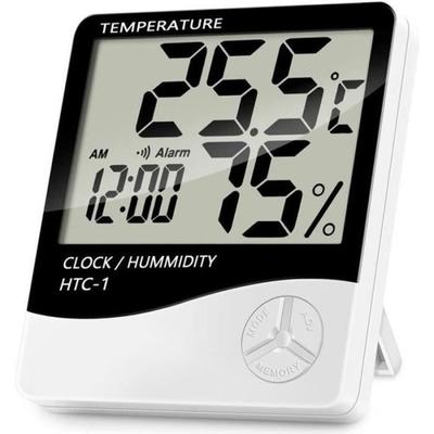 Thermometer Hygrometer - LECHEO - Multifunction - LCD Screen - Indoor - White