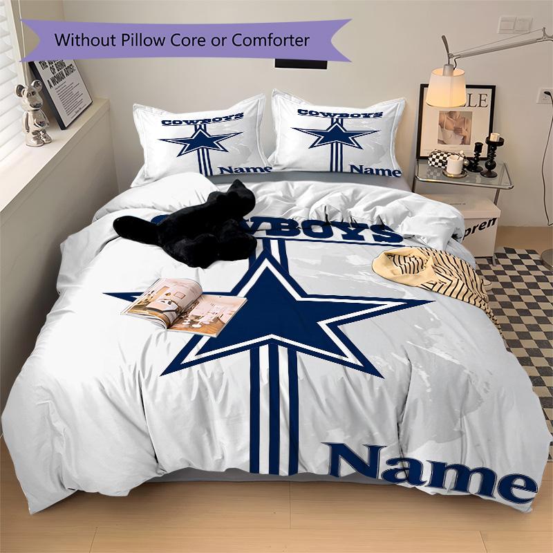 Personalized Cowboys Star Soft Bedding 3 Piece Set HD Print Duvet Cover Pillowcases for Teens Adult Bedroom Decoration Christmas Gift C10352