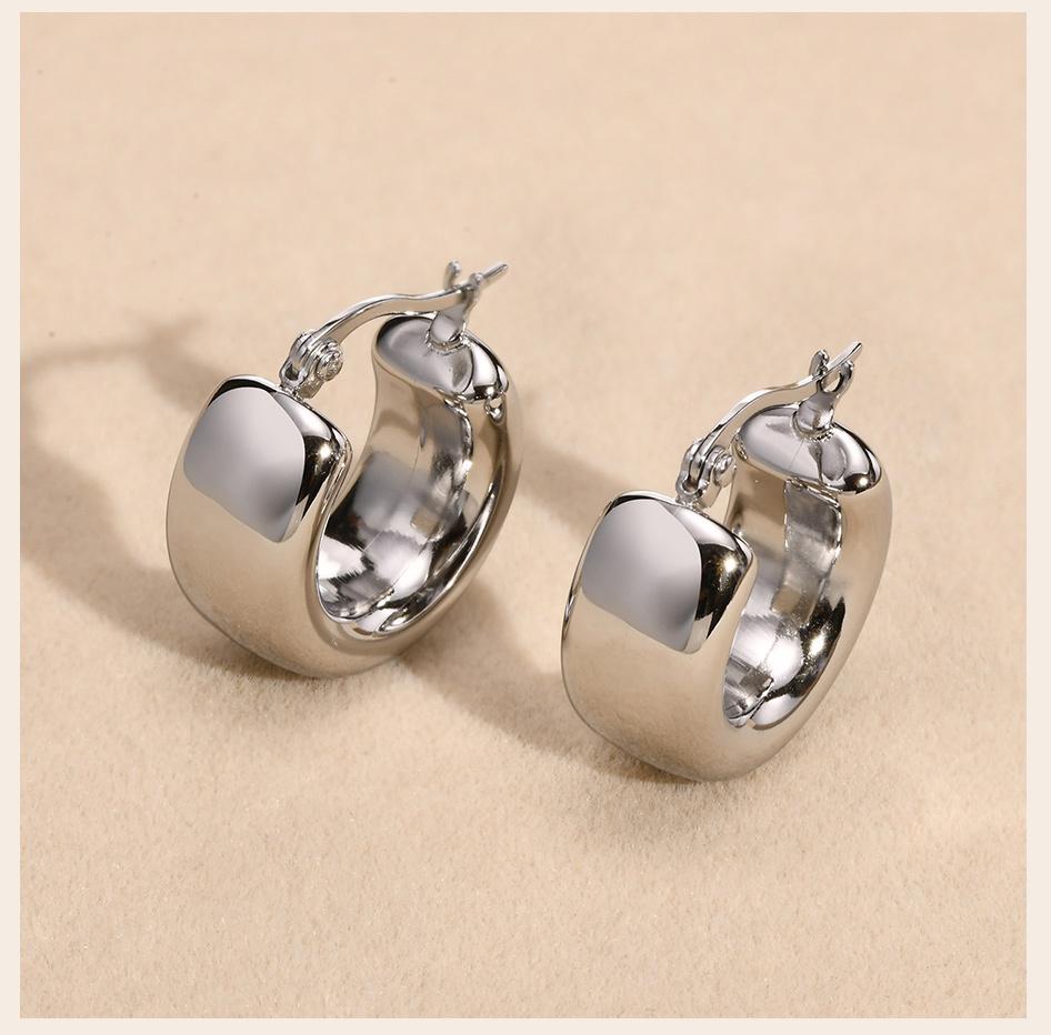 Tube Blod Huggie Hoop Earring for Women, Circle Hoops Stainles Steel Thick Simple Jewelry