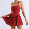 High-Waisted Yoga Tennis Dress With Built-in Bra Pad Quick-Dry Stretchy Workout Skort Women