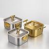 304 Stainless Steel Small Hot Pot One Person, One Pot for Household and Commercial Use Square Personal Hot Pot Chafing Dish