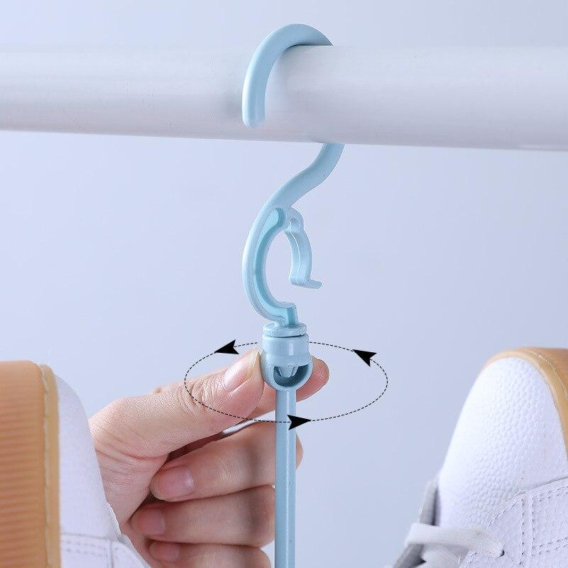 1PCS Durable Plastic Hangers Windproof Double Hook Multifunctional Balcony Shoe Rack Hanging Organizer Space Saving Design