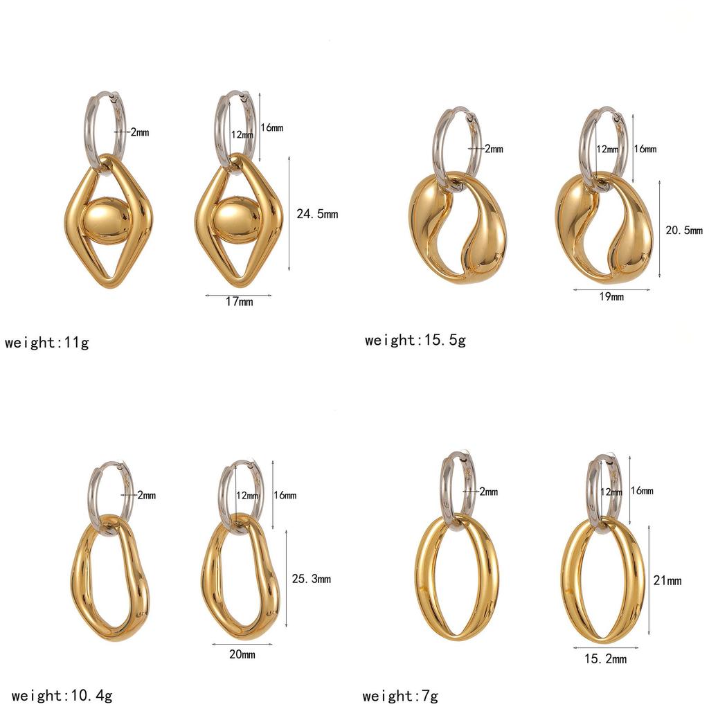 Geometric Stainless Steel Hoop Earrings For Women Summer Fashion Jewelry