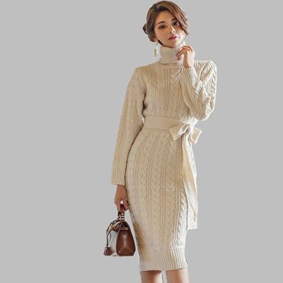 Χειμερινά Πλεκτά Φορέματα Ευρωπαϊκό Ζιβάγκο Καθημερινό Στενό Φόρεμα Πουλόβερ Γυναικεία Ρούχα Πουλόβερ