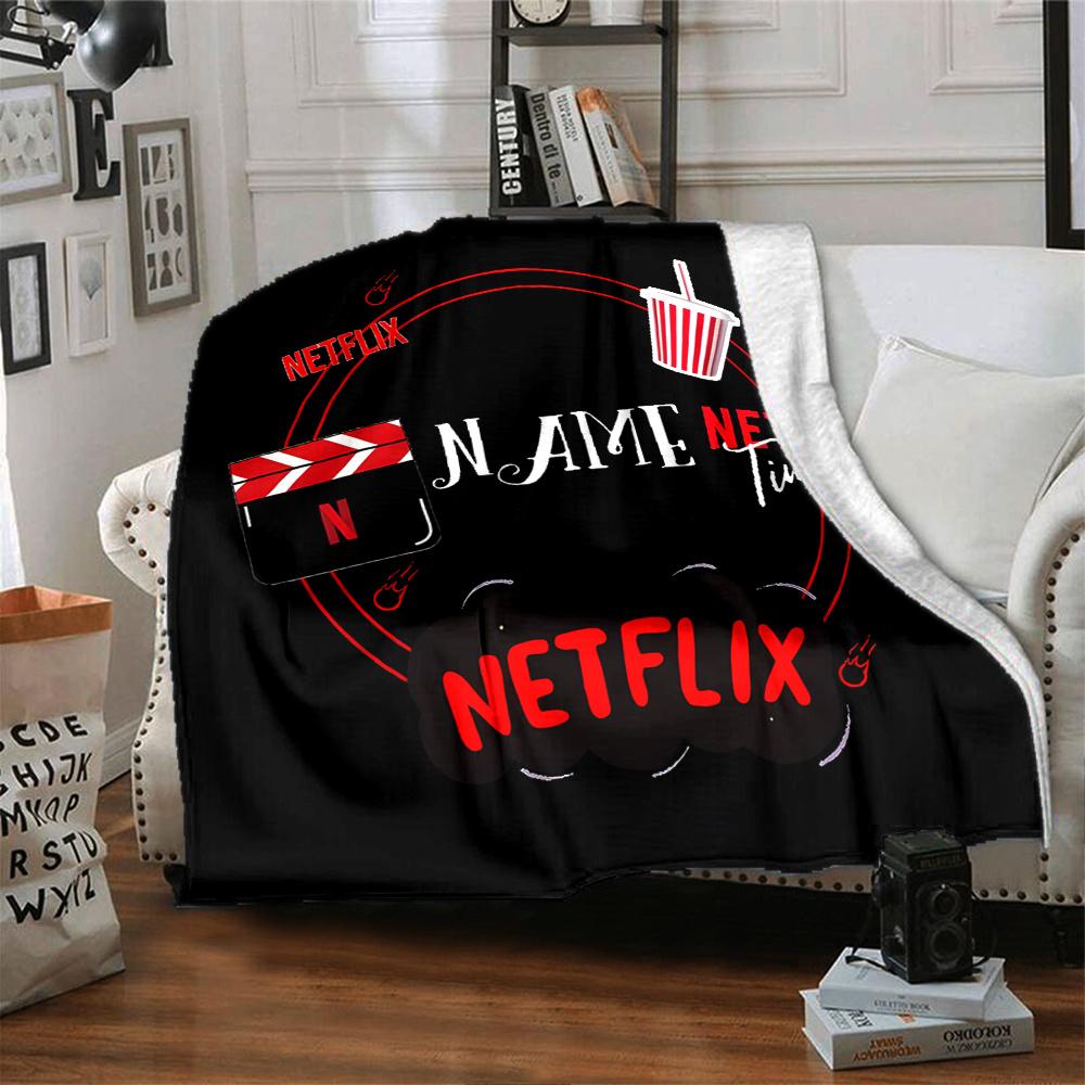 Netflix Movie Night Theme Four Seasons Blanket Customized With Your Name Lightweight And Warm Perfect Gift For Home Office Camping Sofa Travel Beach