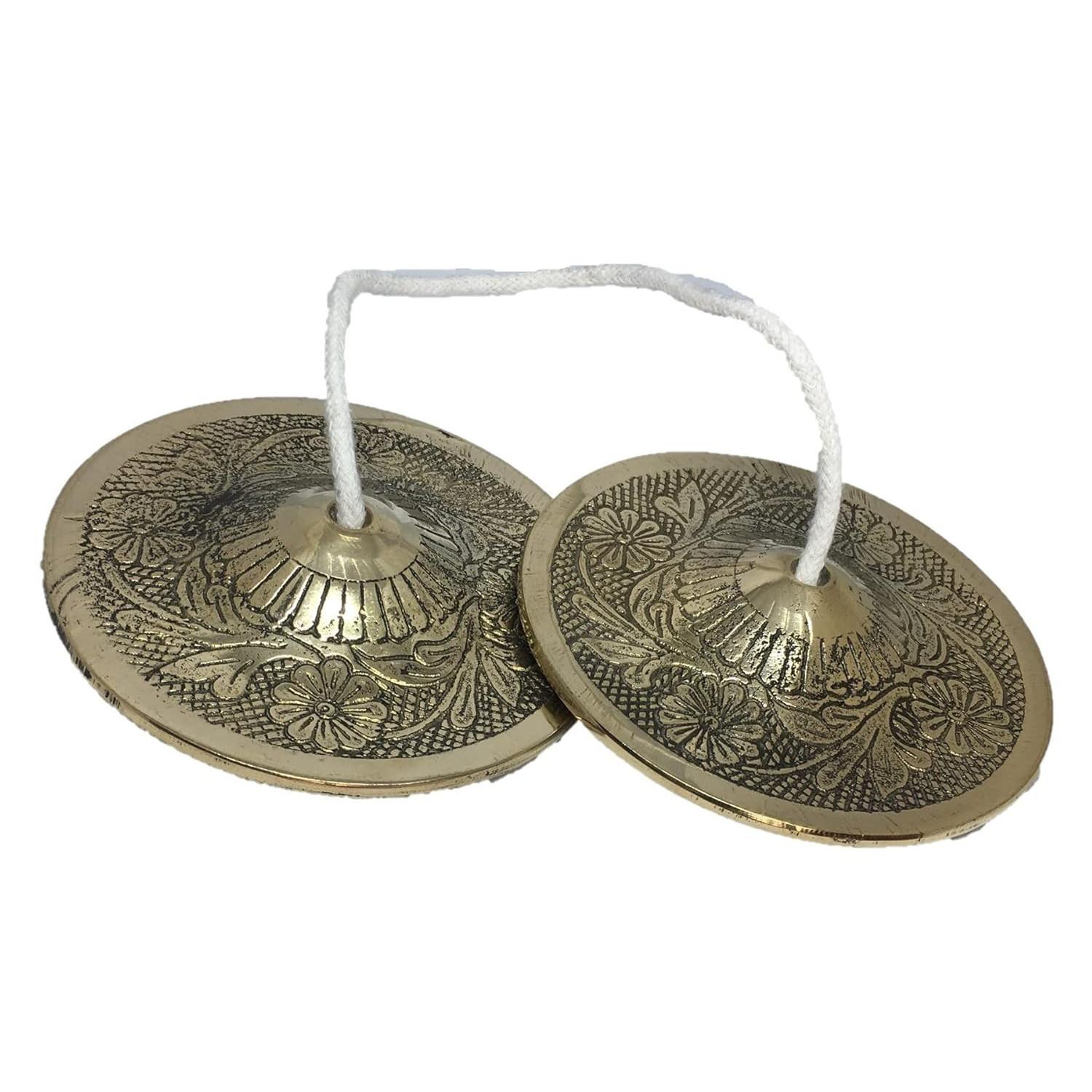 @ Brass Indian Musical Manjeera Instrument Hand For Pooja Bell 250Gm G978 UKR1373_60%OFF