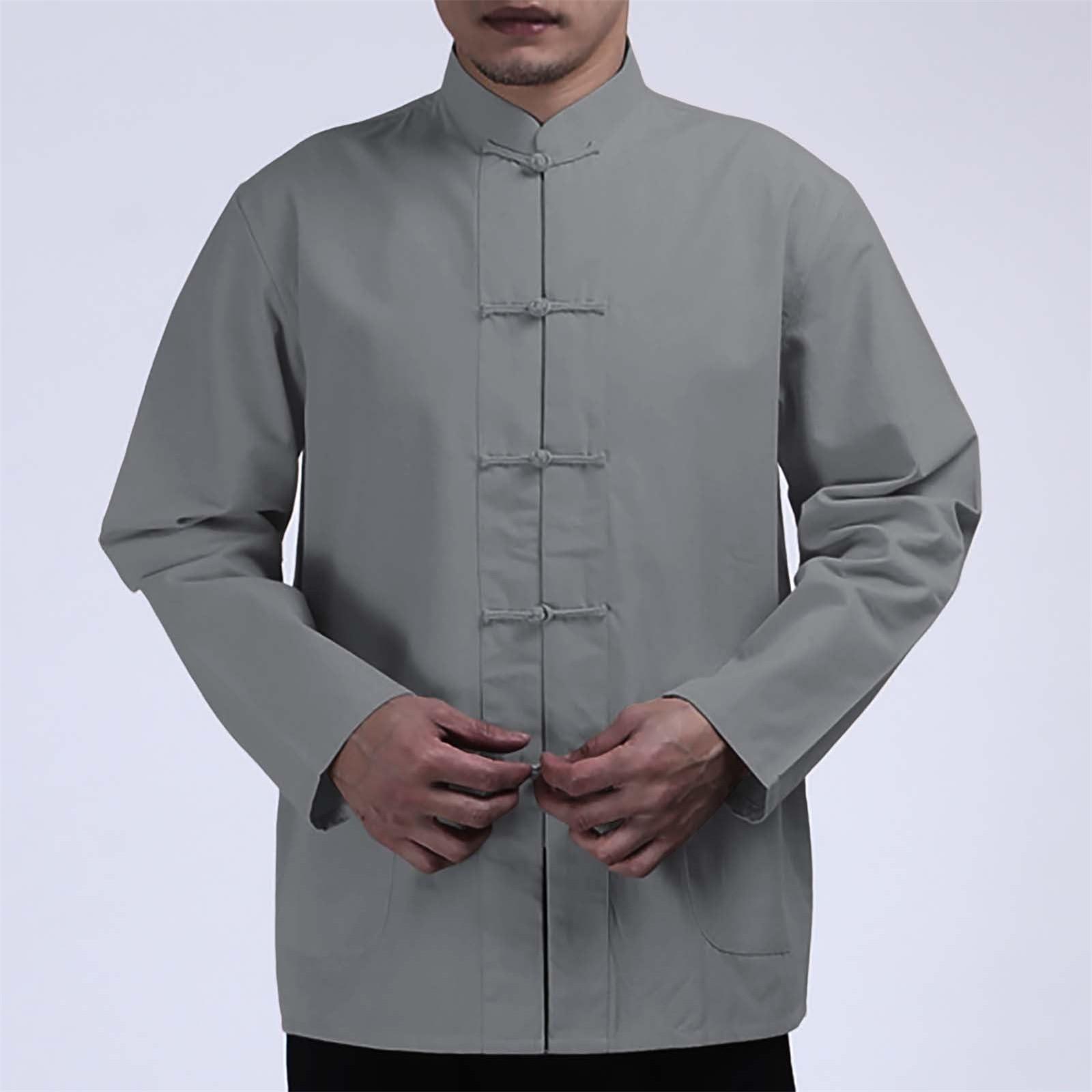 

Чоловіча бавовняно-лляна сорочка з довгим рукавом, чоловіча вільна сорочка на ґудзиках у ретро китайському стилі XXL