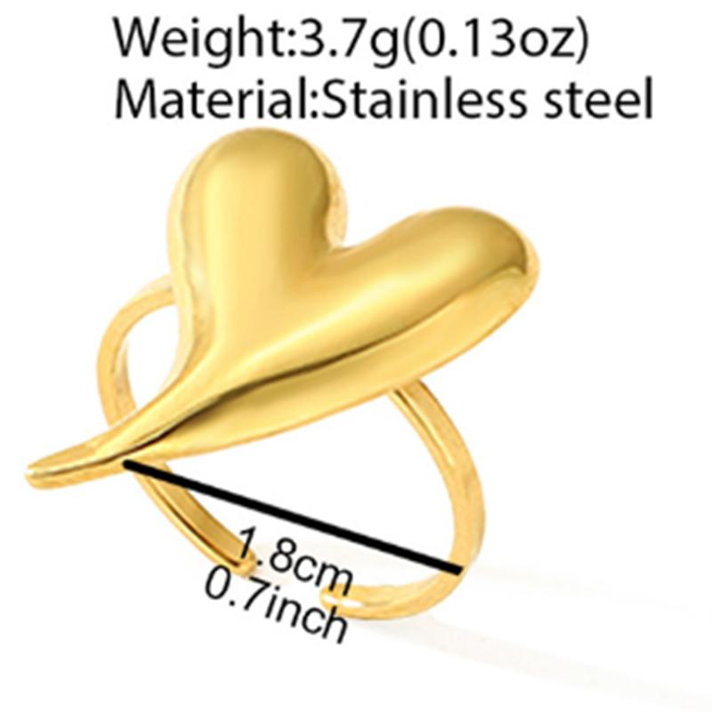 Stainless Steel Exaggerated Personality Irregular Heart Shape Open Rings For Women Charm Temperament Versatile Party Jewelry