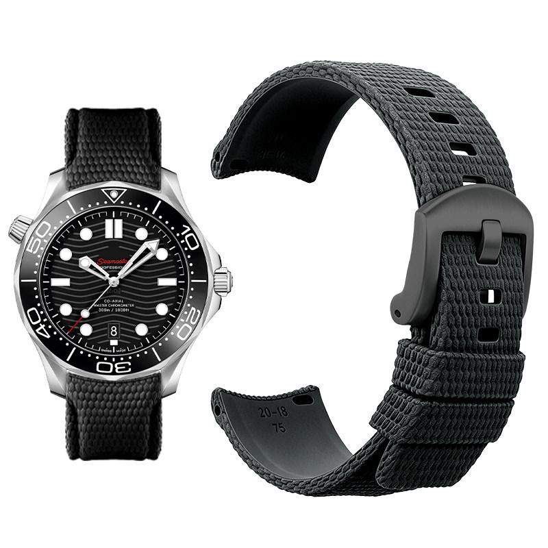 Curved arc-shaped fluororubber Watch strap for original OMEGA X Swatch X Blancpain Scuba Fifty Fathoms MoonSwatch FKM watchband