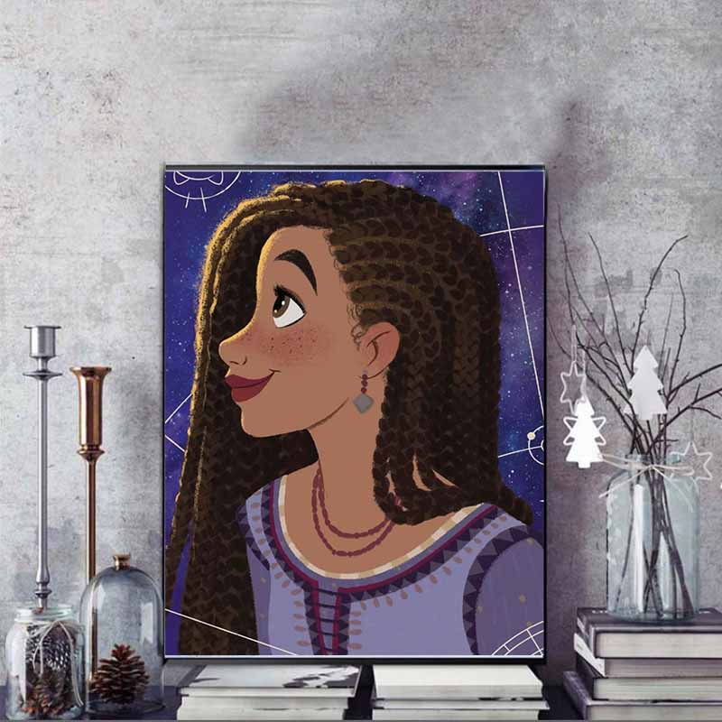 Disney Diamond Painting Aysa The Main Character From Wish Upon A Star Fan Art Illustration Cute Cartoon Cross Stitch Set 5D DIY Home Decor