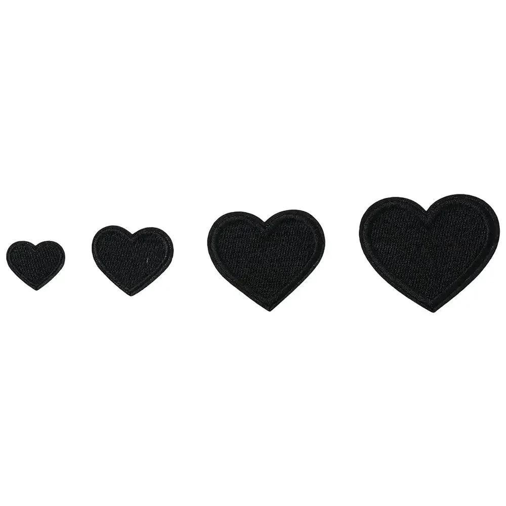 Heart Shape heart patches Red Black iron on heart patches for clothing Mini Heart 4 Sizes embroidered pattern patches Hats
