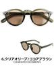 Crown Panto Fashion Boston Style UV Black Clear [Quintet] Sunglasses, Glasses, Sunglasses, Protection, Frame, 28-ty-2973 (6 Olive/Cocoa Brown)