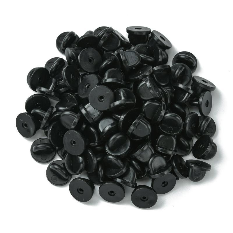 100 Piezas Traseras de Goma Negra para Pines de Solapa, Pasadores para Gemelos, Cierres para Insignias, Suministros y Accesorios para Hacer Joyería