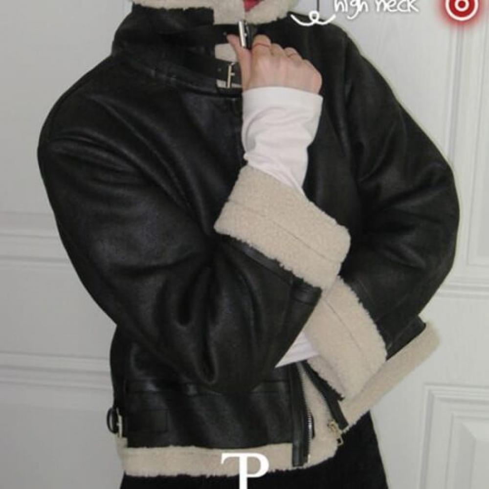 The Pink Rotten High Neck Buckle Fur Mustang Jacket