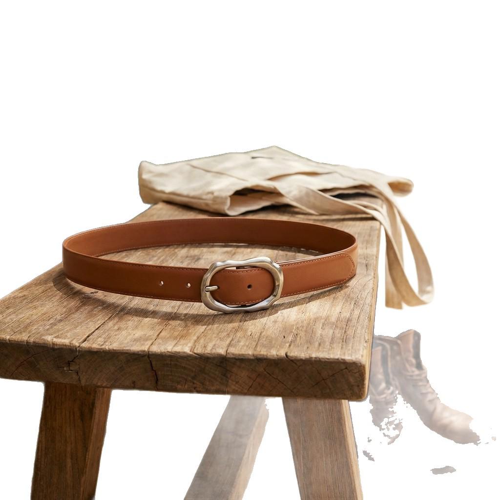 Women's Genuine Cowhide Belt - Pin Buckle, Fashionable, Versatile, Korean Style