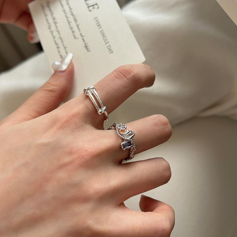 Versatile Geometric Double Layer Line Ring: Adjustable Trendy Stackable for Women
