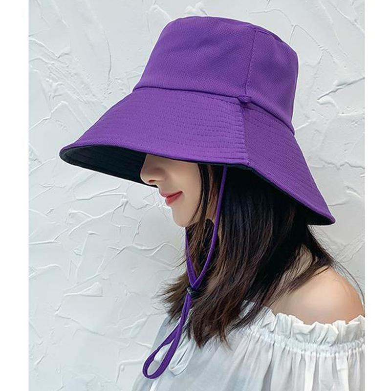 Ladies Holiday Reversible Wide Brim Bucket Sun Hat Foldable Summer Fisherman Cap