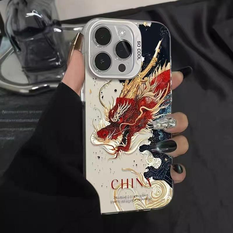 Guochao Shenlong Apple 13 Handyhülle iPhone15 Laser 14 Anti-Drop 11 Kreativ 12promax Trend 78