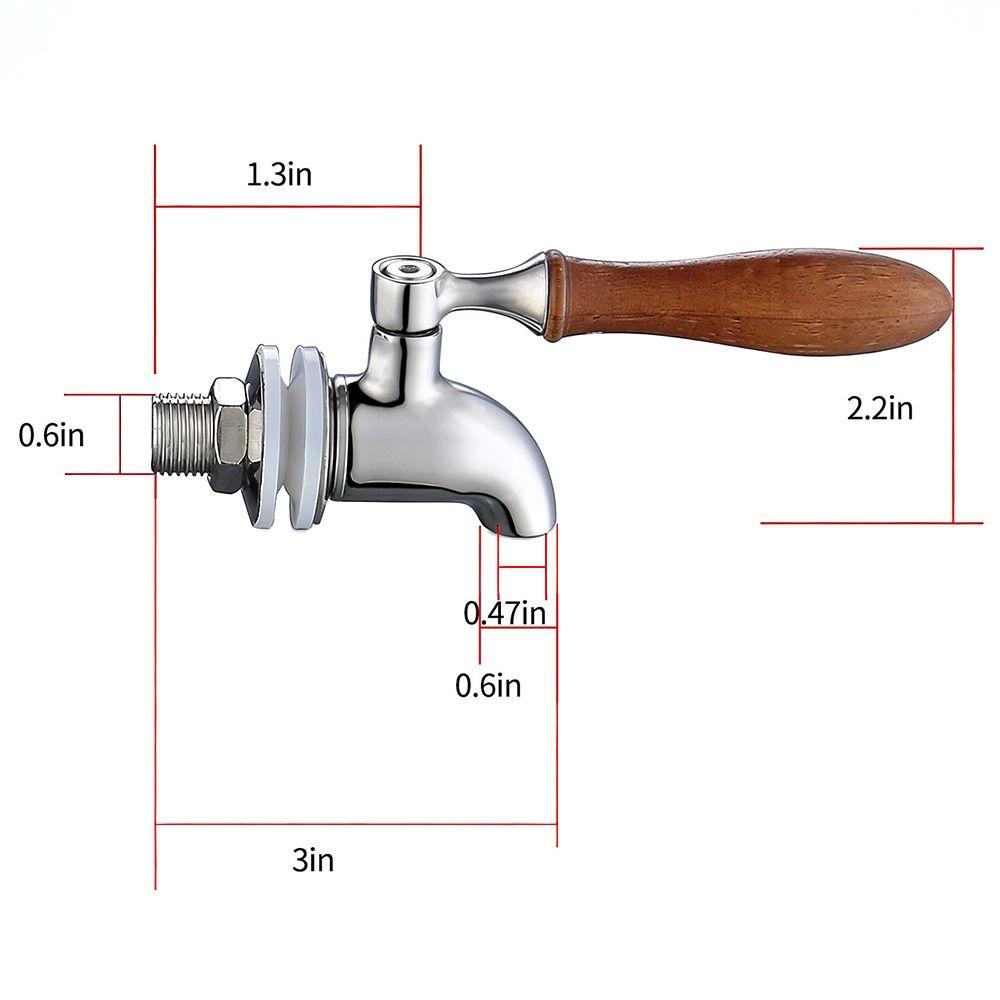 304 Stainless Steel Wine Barrel Faucet Wood Handle Easy Install Juice Beer Barrel Tap 16mm Size Beverage Dispenser