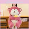 Monkey Pink Banana Plush Toys Adorable Cartoon Birthdays Gifts Dolls Cuddly