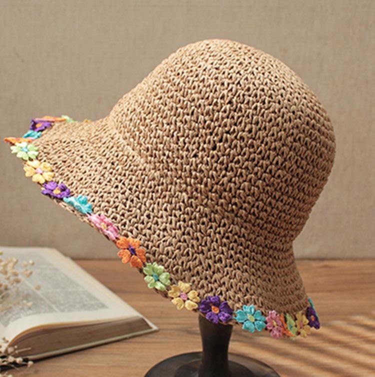 

Маленькая свежая Хюня ветер маленькое кружево новый крючком крючком соломенная шляпа женская солнцезащитная солнцезащитная дорожная отпуск соломенная шляпа Adjustable хаки