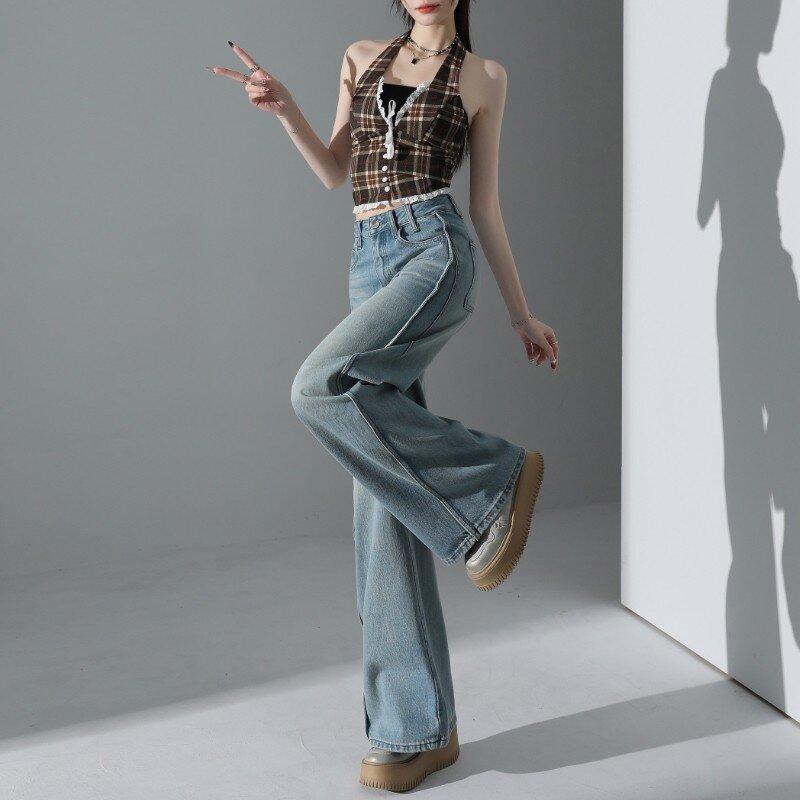 Tennis Jeans for Women, Summer Wide-leg Pants for Women, Summer High-waist Thin Loose Wide-leg Jeans for Women, Women, Slim