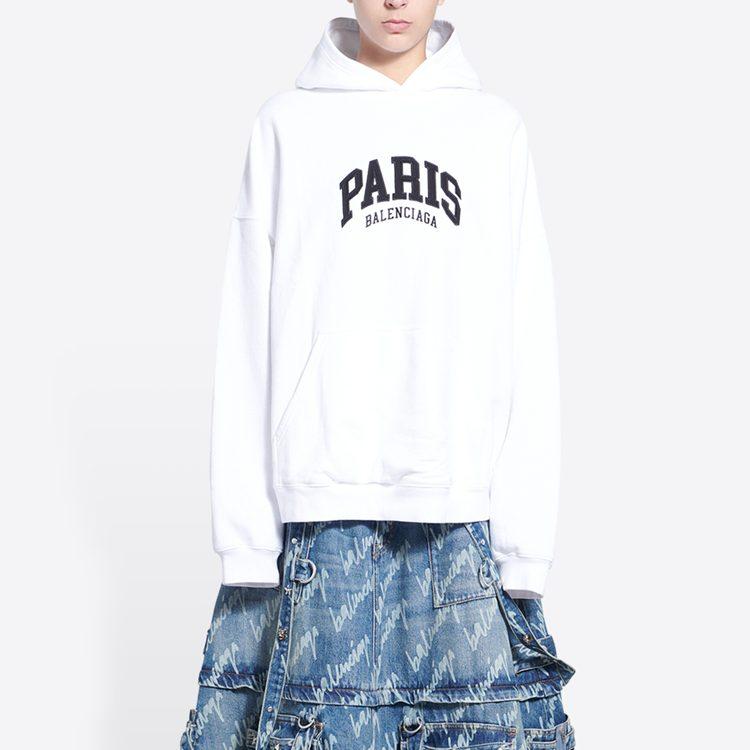 Balenciaga Cities Paris Hoodie Wide Fit 'White' 675003TLVL89040