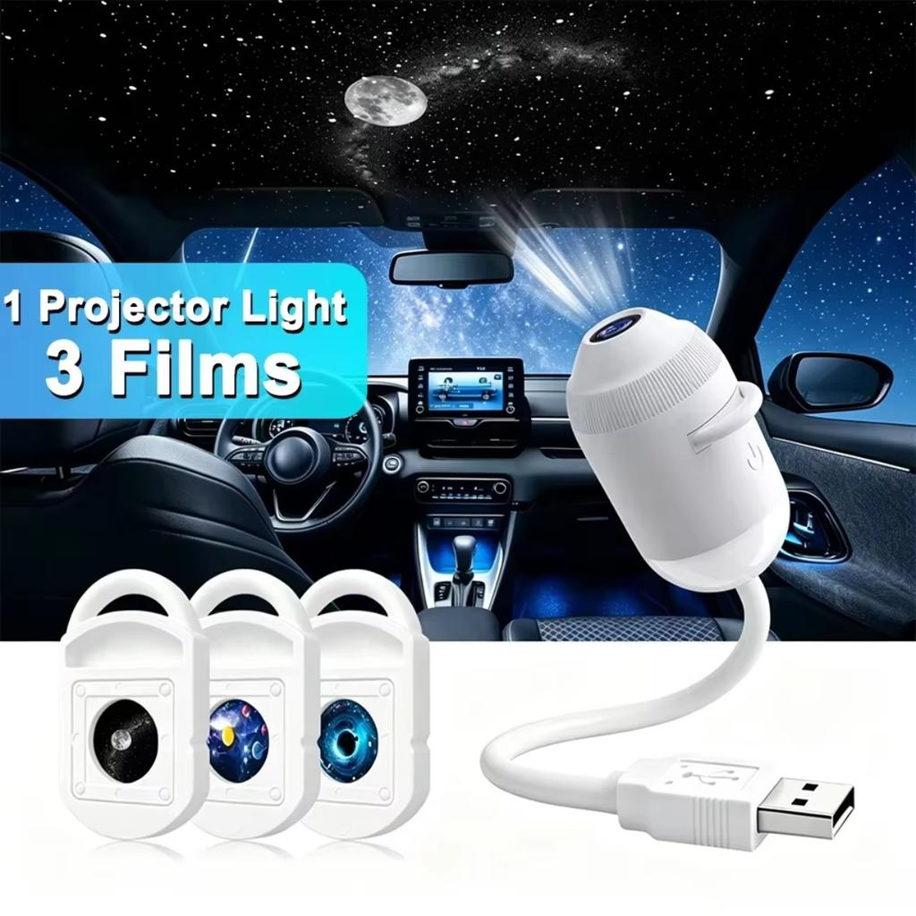 2 in 1 Galaxy Star Projector Lamp with HD Slides Portable USB Starry Sky Projector Night Light for Bedroom Car Ceiling Decor