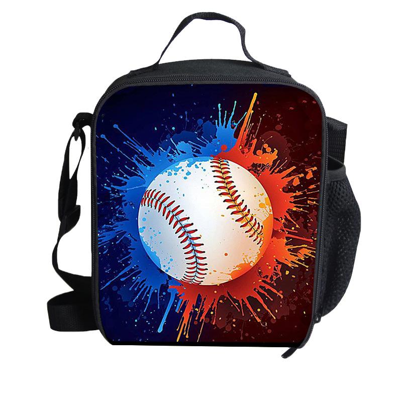 Borsa termica per il pranzo stampata con pallacanestro, borsa isolata, borsa bento, borsa a mano, borsa a tracolla per bambini per esterni