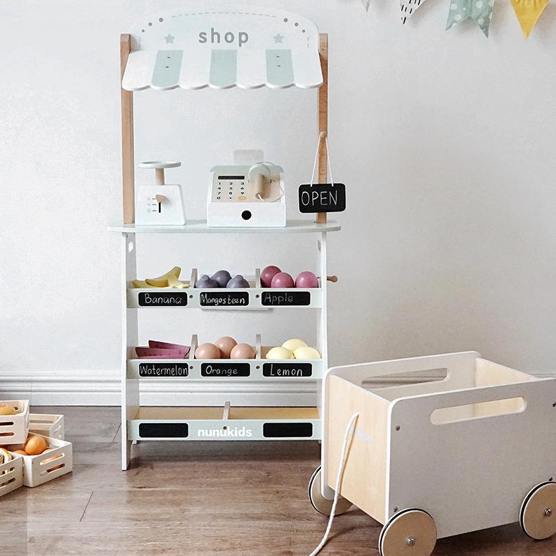 

Wooden Children S Play House Toys Fruit Store Sales Combination Simulation Sales Store Commissary Cash Register Toys