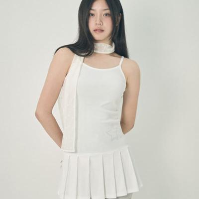Mihev Star Dot Mesh Scarf Ivory White