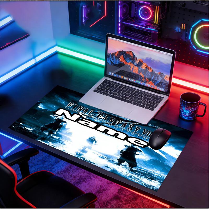 Custom Name Personalized Final Fantasy Pattern Mousepad, Laptop PC Desk Mat, Decorative Desk Mat for Home Keyboard Pad Gift