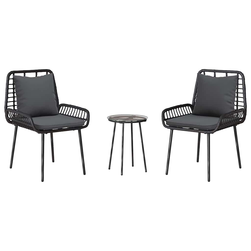 Garden Dining Set 3 pcs Black and Anthracite Poly Rattan