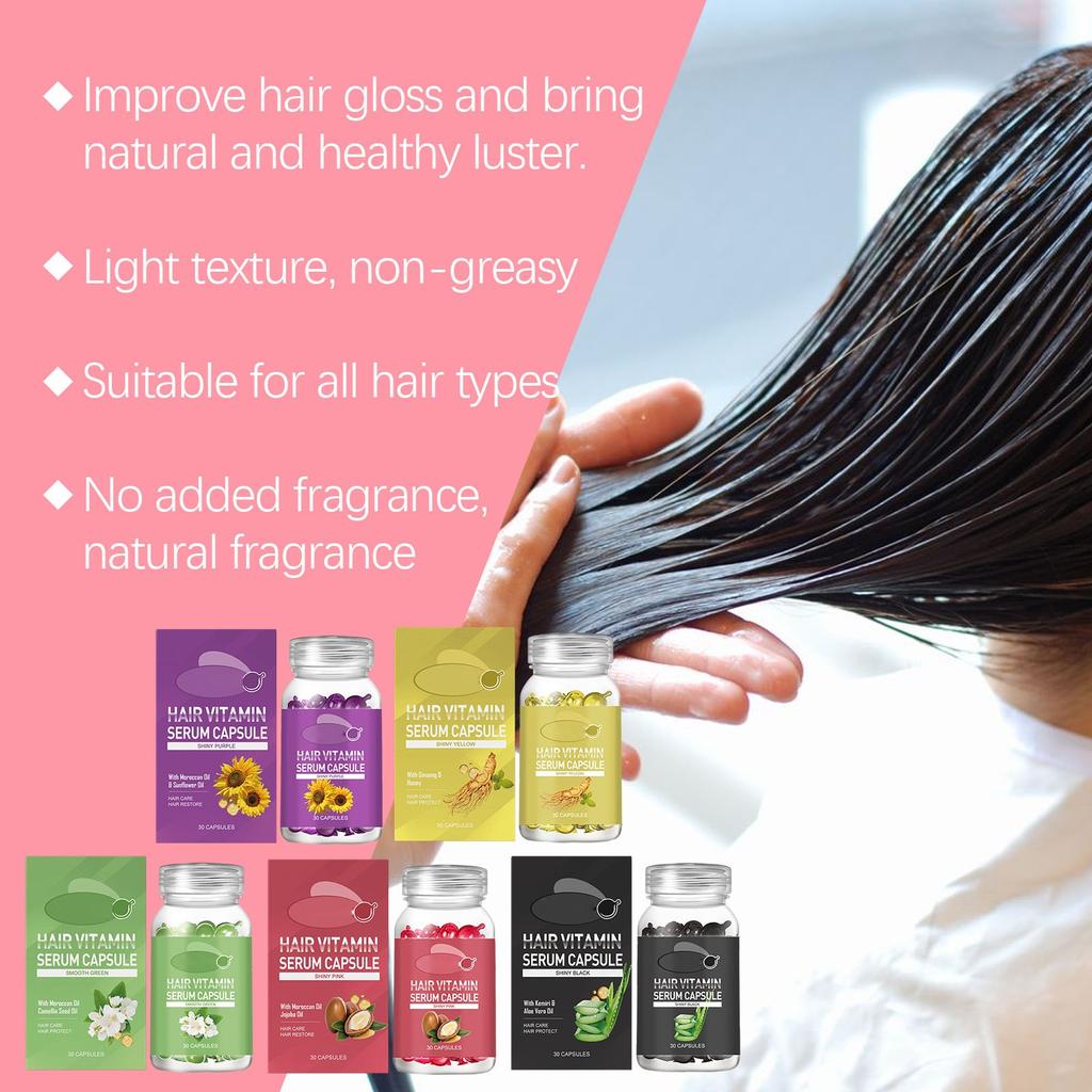 Hair Capsules 30Pcs Hair Capsules Serum For Frizzy And Damaged Hair, Keratin Hair Care Hair Care, Hair Oil Capsules For Men Women 30ml