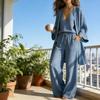 Casual Linen Pants Set For Women With Tie Details Spring Style