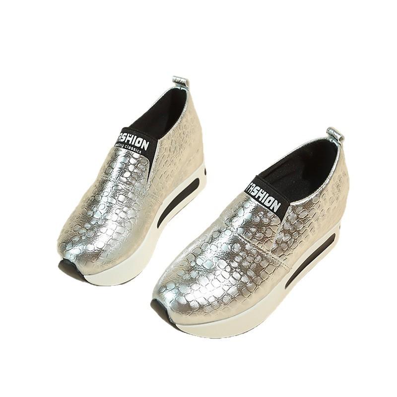 Herbst und Winter neue Muffin-Schuhe mit dicker Sohle, lässige Einzel-Schuhe mit runder Spitze und mittelhohem Absatz, Freizeitschuhe