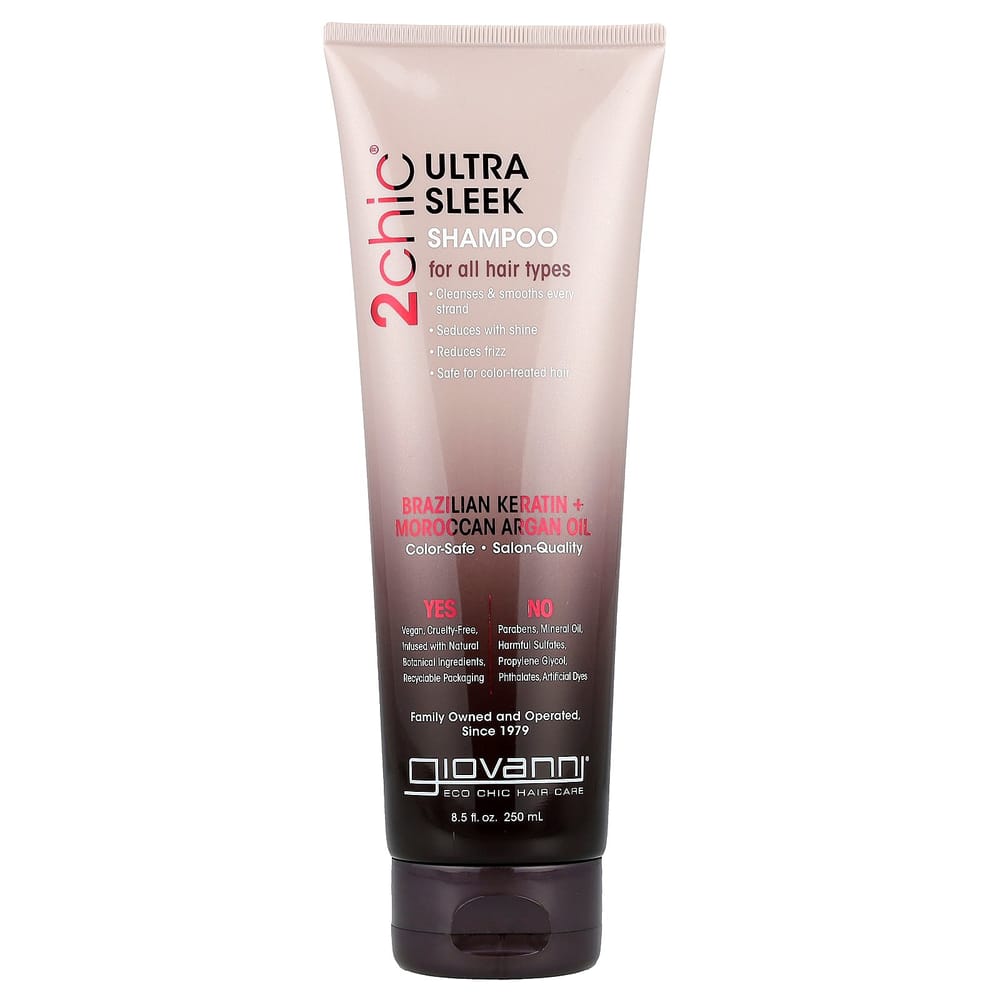 Giovanni 2chic Ultra-Sleek Shampoo Brasilianisches Keratin + Arganöl für Alle Haartypen, 250ml