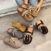 Women's Causal Footbed Clogs Comfortable Round Closed Toe Walking Backless Loafers Women's Lightweight Slip-ons Mules Shoes Vegan Suede Clogs Sandals
