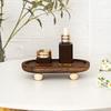 Decorative Wooden Tray Wooden Riser Tray Multi-Functional Round Oval Decorative Tray Pedestal Stand Bathroom Jewelry Counter