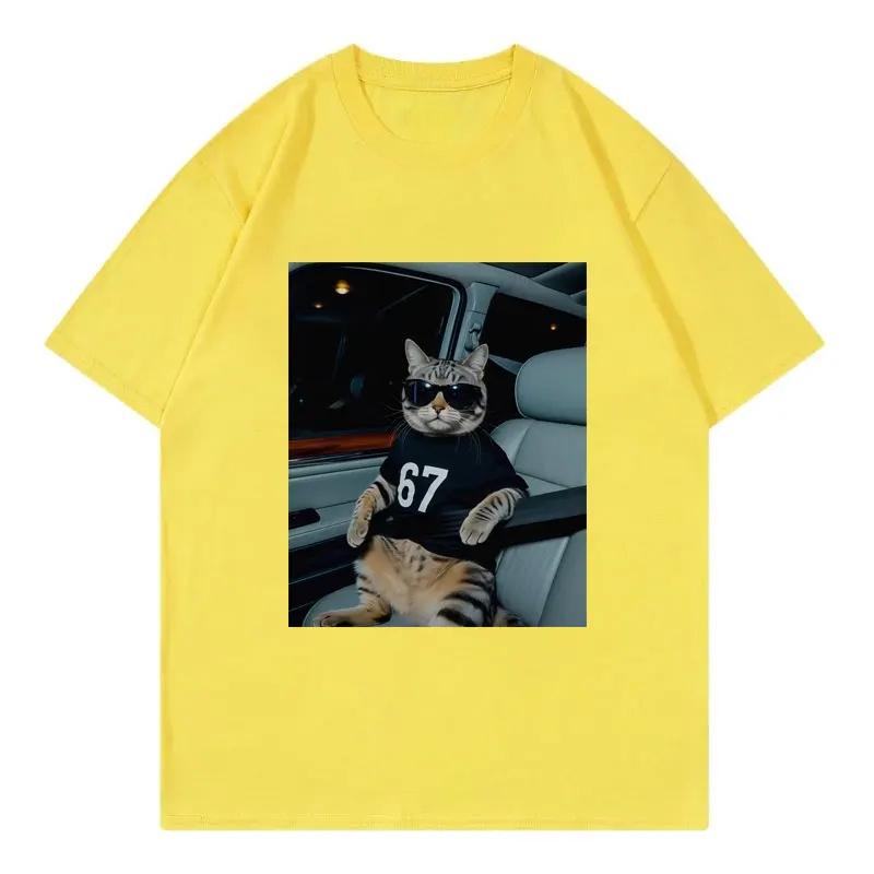 67 Cool Cat Funny Meme Graphic T Shirts Men Women Clothing Fashion Oversized Tshirt Summer Casual Cotton Short Sleeve Tshirts